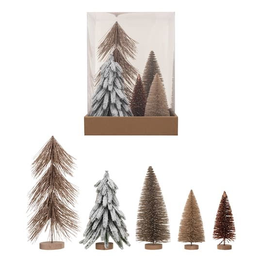 Hello Honey® Sisal Bottle Brush Trees with Wood Bases, 5ct.